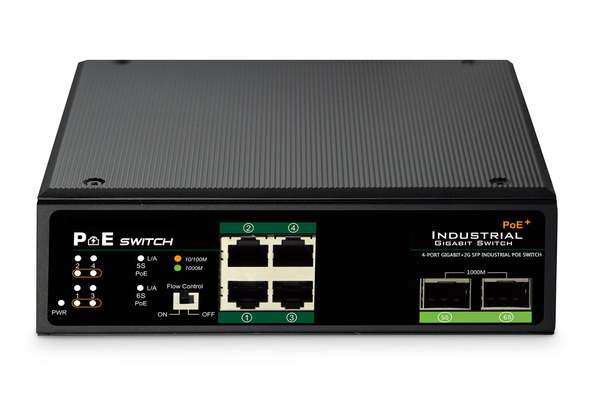 SWITCH INDUSTRIALE 4 PORTE GIGABIT POE + 2 PORTE SFP DIGITUS