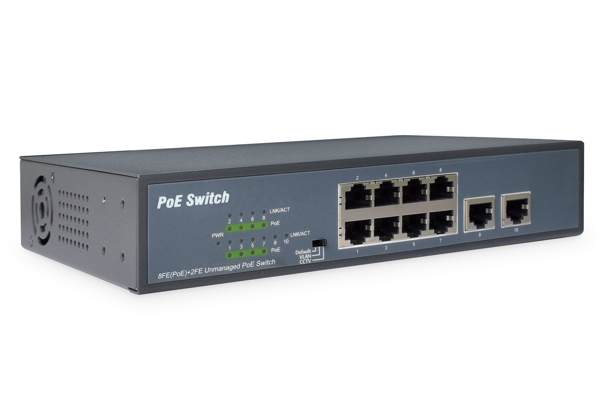 SWITCH 8 PORTE FAST ETHERNET POE 120 WATT CON 2 PORTE UPLINK