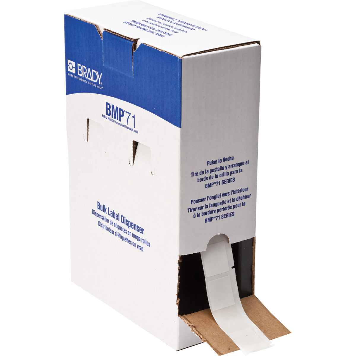 115033 - Etichette wrap around in vinile autolaminanti, bulk, per BMP61 BMP71 ROTOLO DA 1000 ETICHETTE