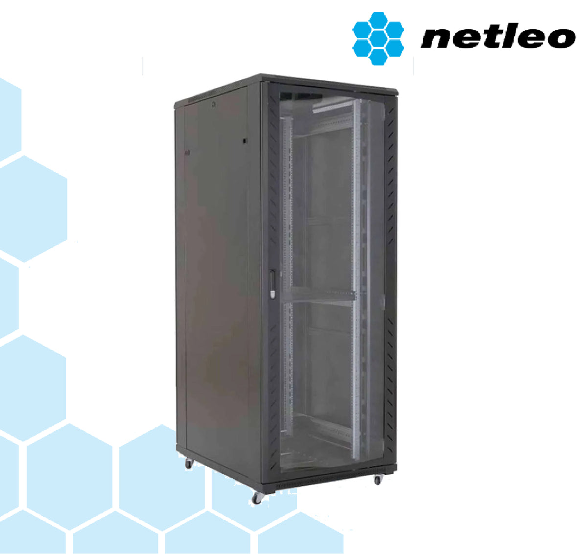 Rack a pavimento 19″ 22U 600×600 porta vetro posteriore COD ART AS6622-VC