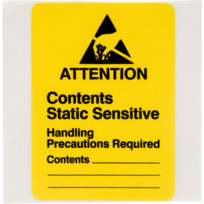 013901 - Etichette ATTENTION CONTENTS STATIC SENSITIVE HANDLING PRECAUTIONS REQ ROTOLO DA 500 ETICHETTE