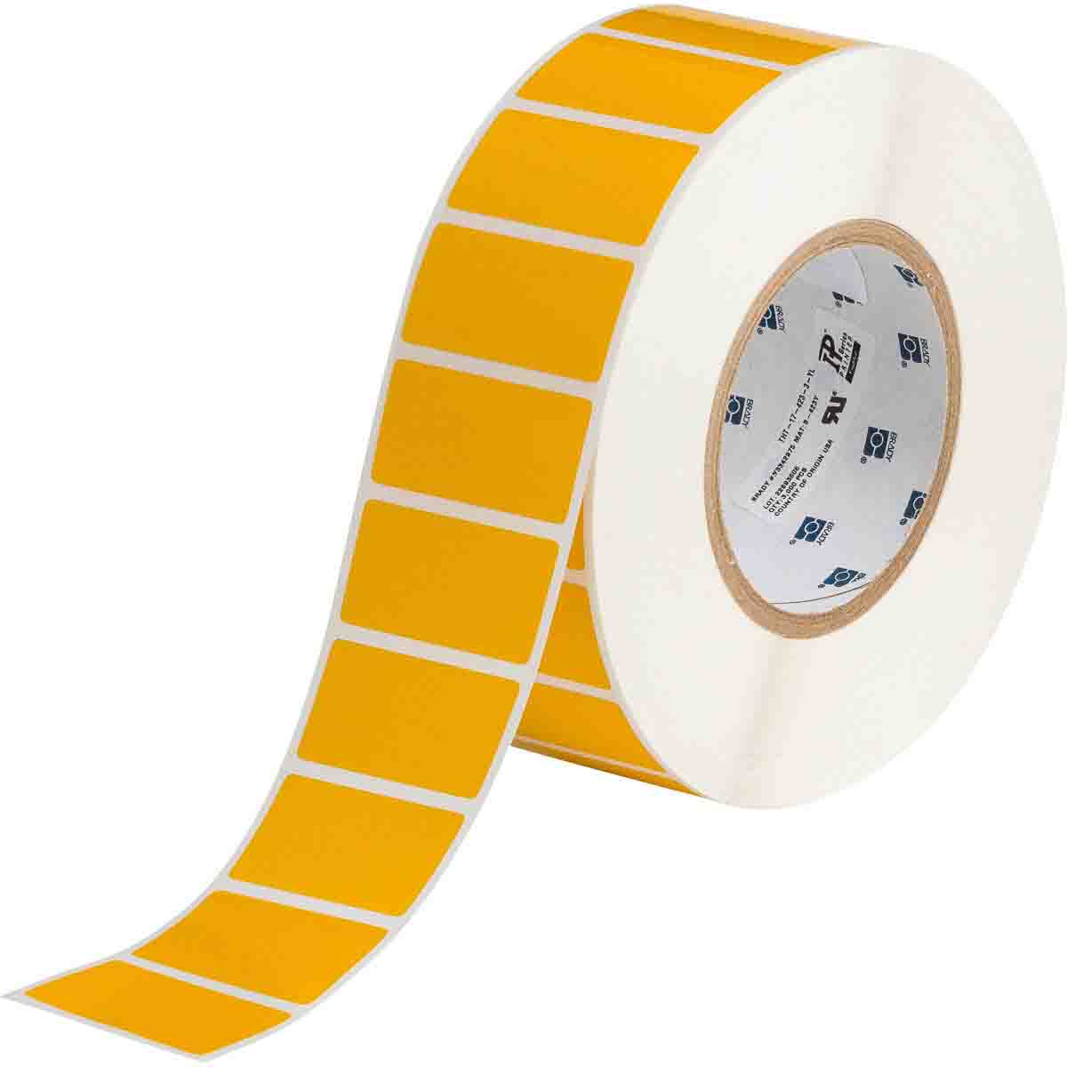 132414 - Etichette per codici a barre e targhe di identificazione in poliestere giallo lucido core 76 mm ROTOLO DA 3000 ETICHETTE