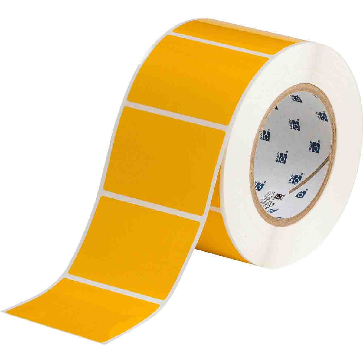 132416 - Etichette per codici a barre e targhe di identificazione in poliestere giallo lucido core 76 mm ROTOLO DA 1000 ETICHETTE