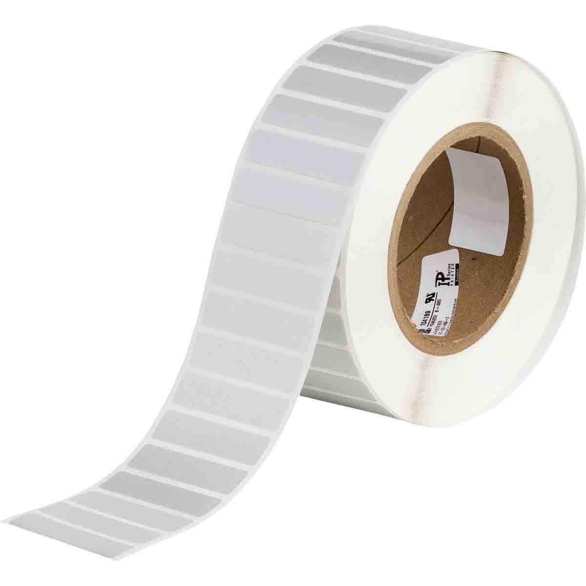 104189 - Etichette in poliestere argento opaco con adesivo base gomma core 76 mm ROTOLO DA 3000 ETICHETTE