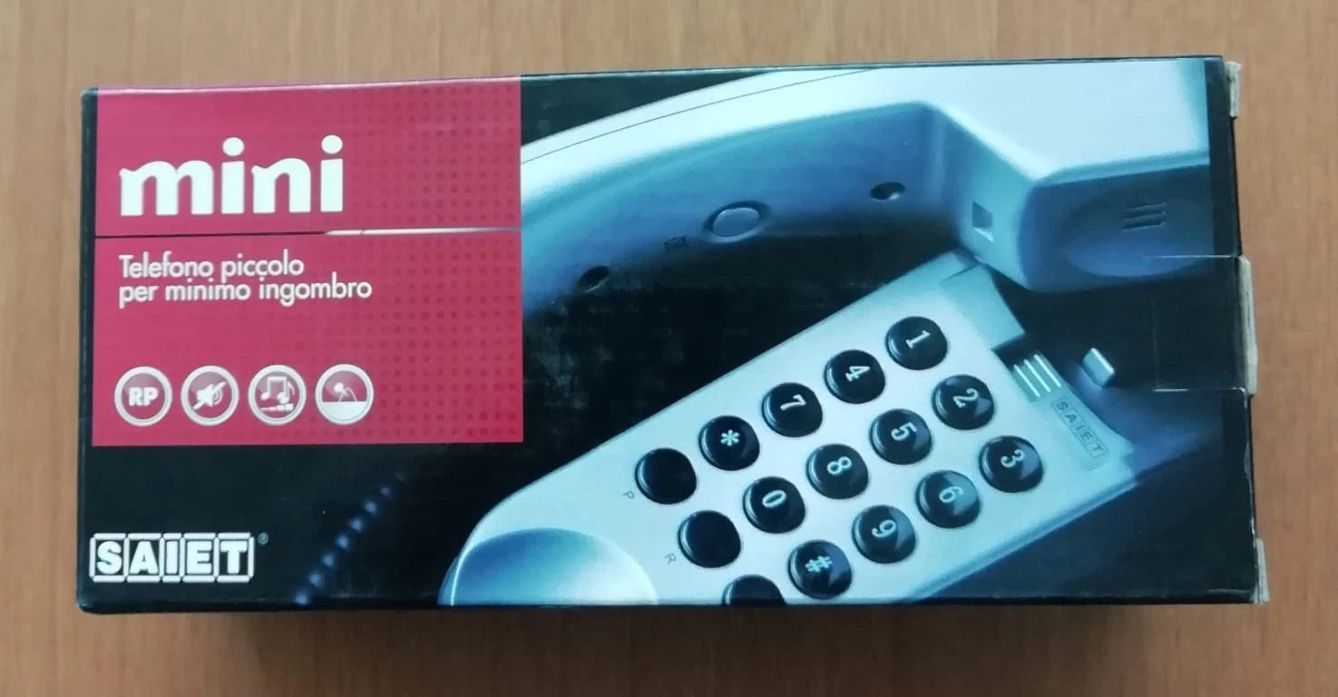 SAIET Telefono mini fisso montabile a muro - COLORE BIANCO