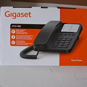 Gigaset DESK 400 - Telefono da tavolo o parete - Telefonare in Modo Semplice - Selezione DTMF o a Impulsi Regolabile, Nero