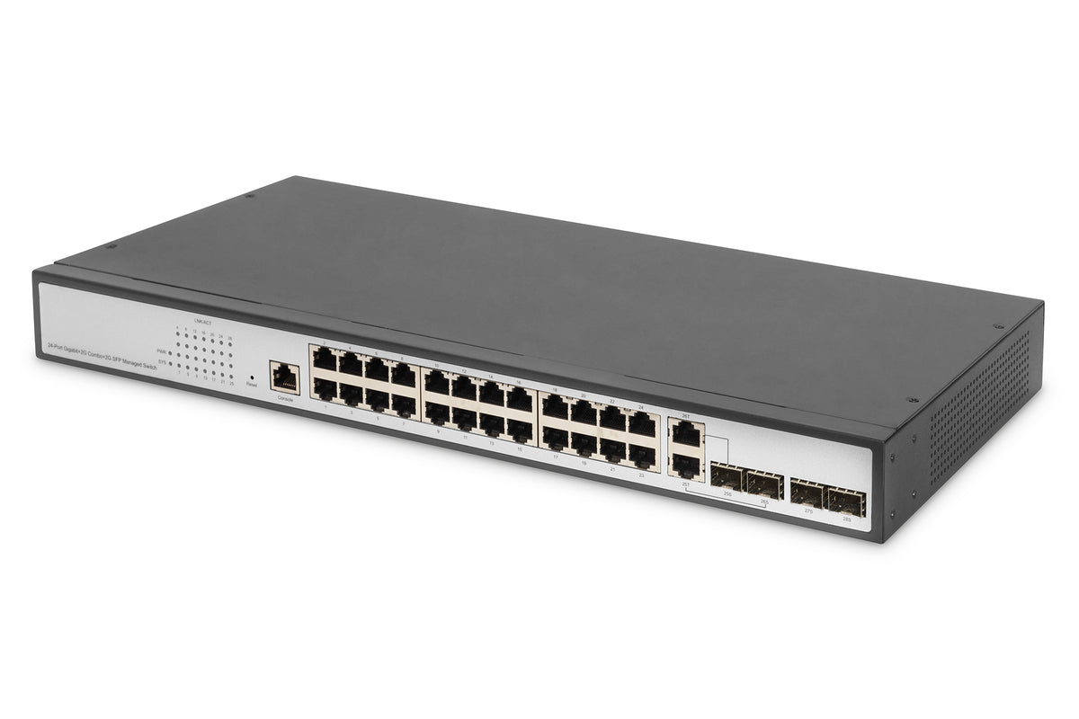 DIGITUS SWITCH LAYER 2 GIGABIT ETHERNET 24 PORTE CON 2 PORTE RJ45/SFP-COMBO + 2 PORTE UPLINK SFP