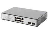 DIGITUS Switch Gigabit 8 porte con 6 x porte PoE, 2 x RJ45, 2 x SFP Uplink, 802.3 af/at/bt